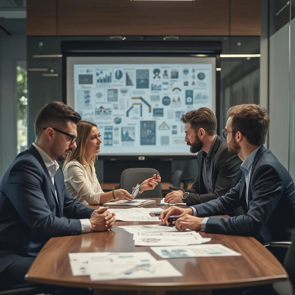 Equipo de consultores analizando estrategia empresarial